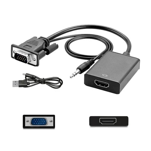 MT-VIKI MT-H02 VGA to HDMI Converter with USB Power & 3.5mm Audio for PC Laptop Monitor TV