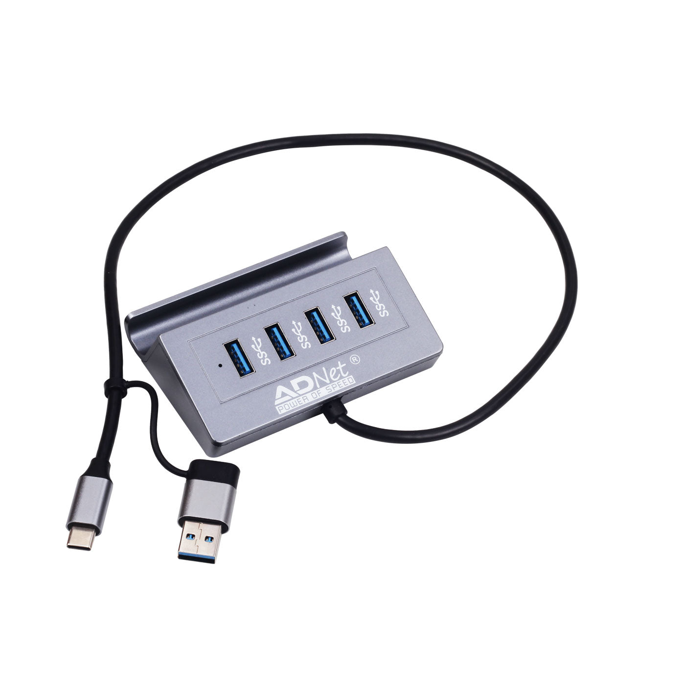 Ad Net AD-UC-623 USB 3.0 + Type-C Combo USB Hub 4 Port with Phone Holder & Dual Plug