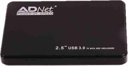 ADNet AD-TC-174 USB 3.0 External HDD SSD Enclosure Case | 2.5 Inch SATA Hard Drive Box | Ultra Fast 5Gbps Speed | Tool-Free Plug & Play | Durable Matte Black Casing