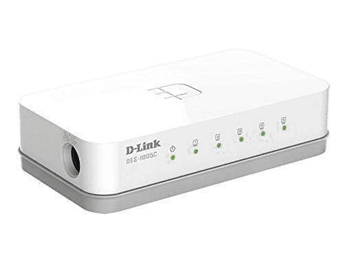 D-Link DES-1005C 5-Port 10/100Mbps Desktop Switch – Plug & Play | 200Mbps Full Duplex | Compact
