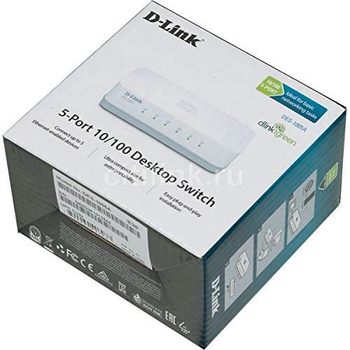 D-Link DES-1005C 5-Port 10/100Mbps Desktop Switch – Plug & Play | 200Mbps Full Duplex | Compact