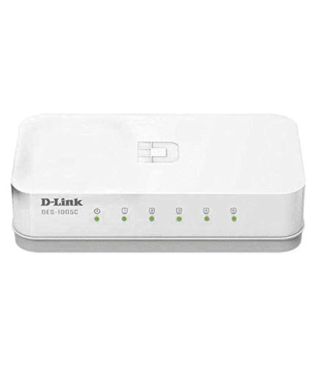D-Link DES-1005C 5-Port 10/100Mbps Desktop Switch – Plug & Play | 200Mbps Full Duplex | Compact