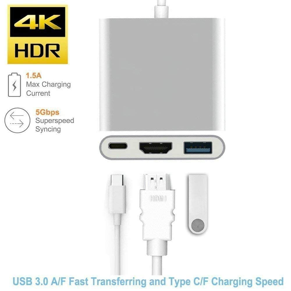 Ad Net AD-TC-652 USB Type-C 3 in 1 Adapter 4K HDMI USB 3.0 5Gbps Type-C PD 100W Charging