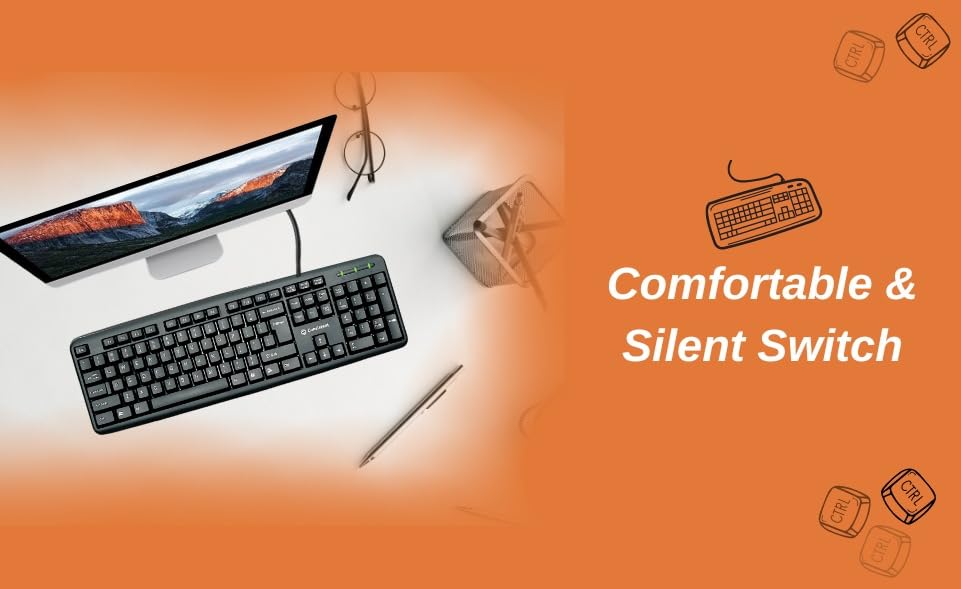 Consistent Classic Silver Wired USB Keyboard – UV Coated Keys | Silent & Spill-Resistant