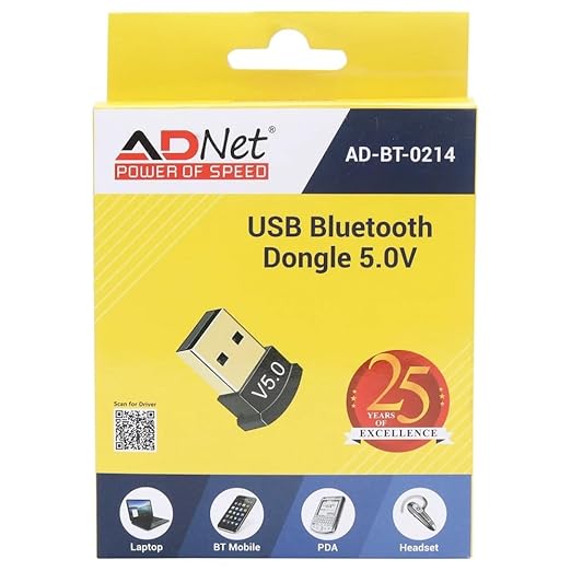 ADNet AD-BT-0214 USB Bluetooth 5.0 Dongle | Wireless Adapter for PC & Laptop
