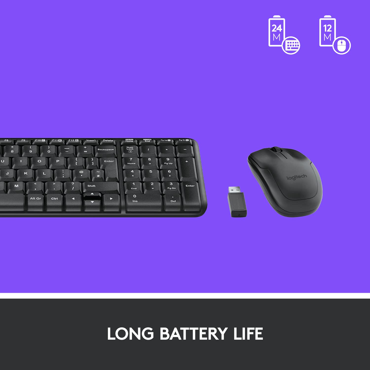 Logitech MK220 Wireless Keyboard & Mouse Combo – Spill Resistant | 24M Battery | Compact with Numpad