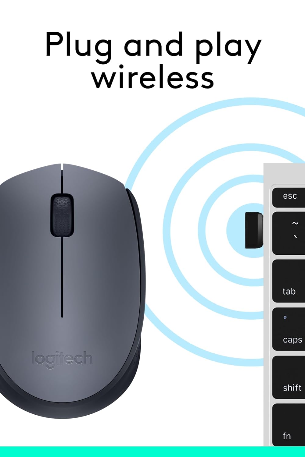 Logitech M170 Wireless Mouse – Ambidextrous | 12-Month Battery | Grey