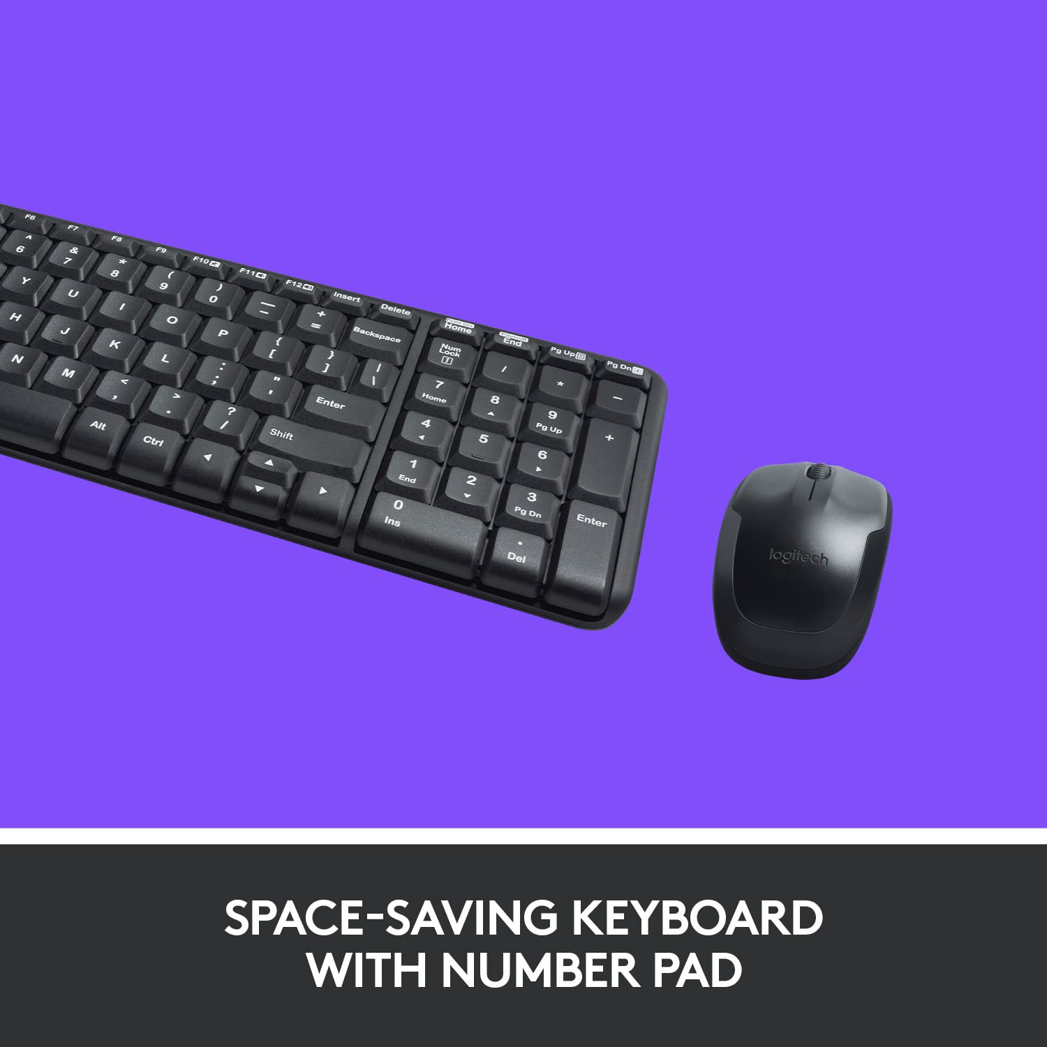 Logitech MK220 Wireless Keyboard & Mouse Combo – Spill Resistant | 24M Battery | Compact with Numpad