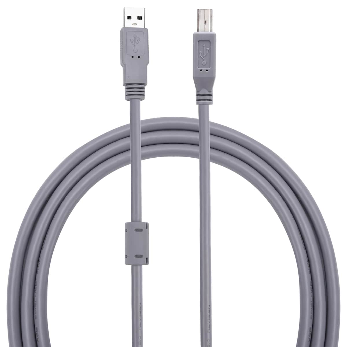 ADNet USB 2.0 Printer Cable (1.5 Meter) ADP-AB-1001 | High-Speed USB A-Male to B-Male Data Cable with Ferrite Core Shielding | Grey Premium Wire for HP, Canon, Epson, Brother Printers & Scanners