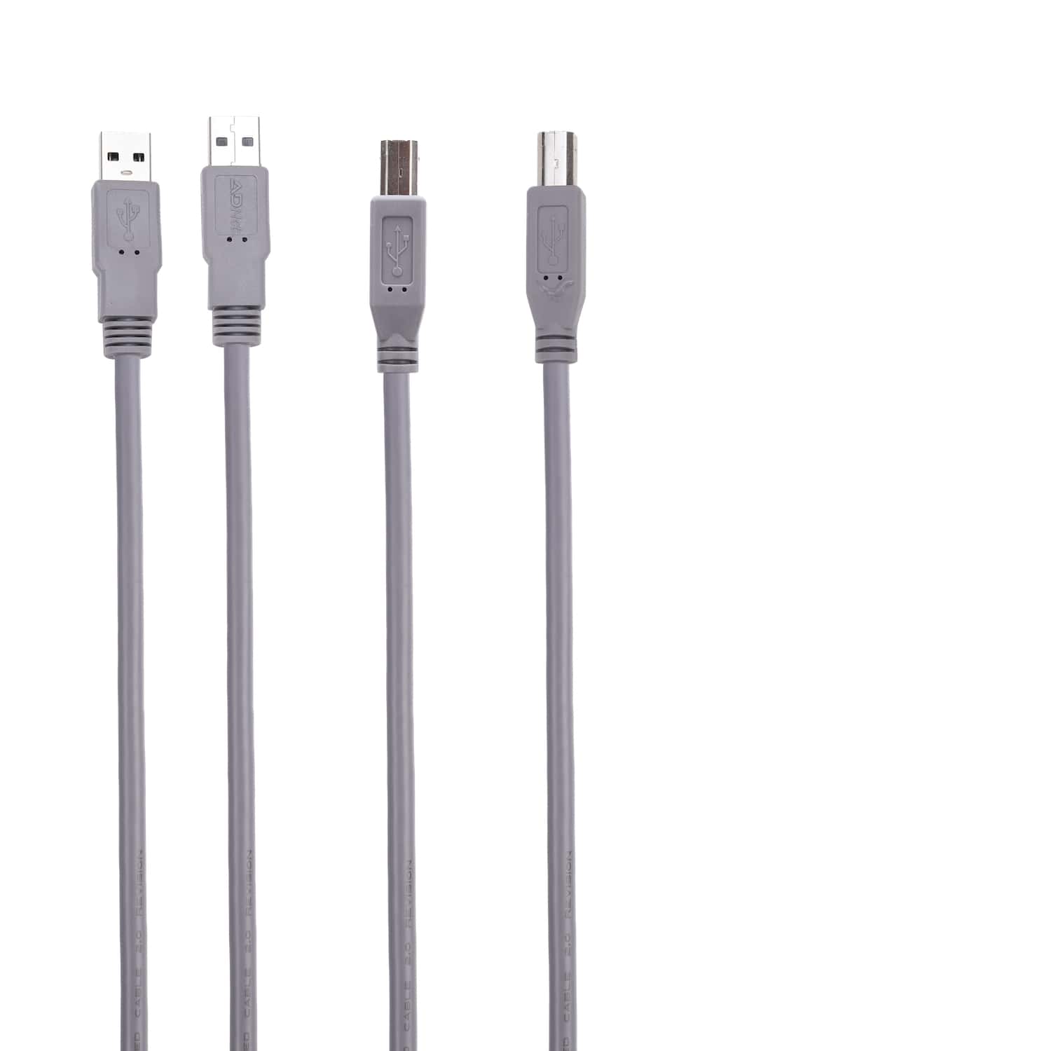 ADNet USB 2.0 Printer Cable (1.5 Meter) ADP-AB-1001 | High-Speed USB A-Male to B-Male Data Cable with Ferrite Core Shielding | Grey Premium Wire for HP, Canon, Epson, Brother Printers & Scanners