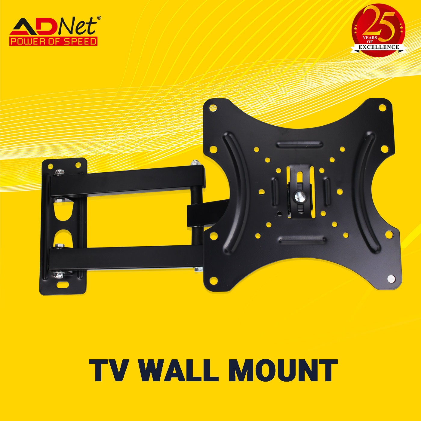 Ad Net AD-WM-306 Full Motion TV Wall Mount 14 to 55 Inch 180° Swivel Tilt Bracket