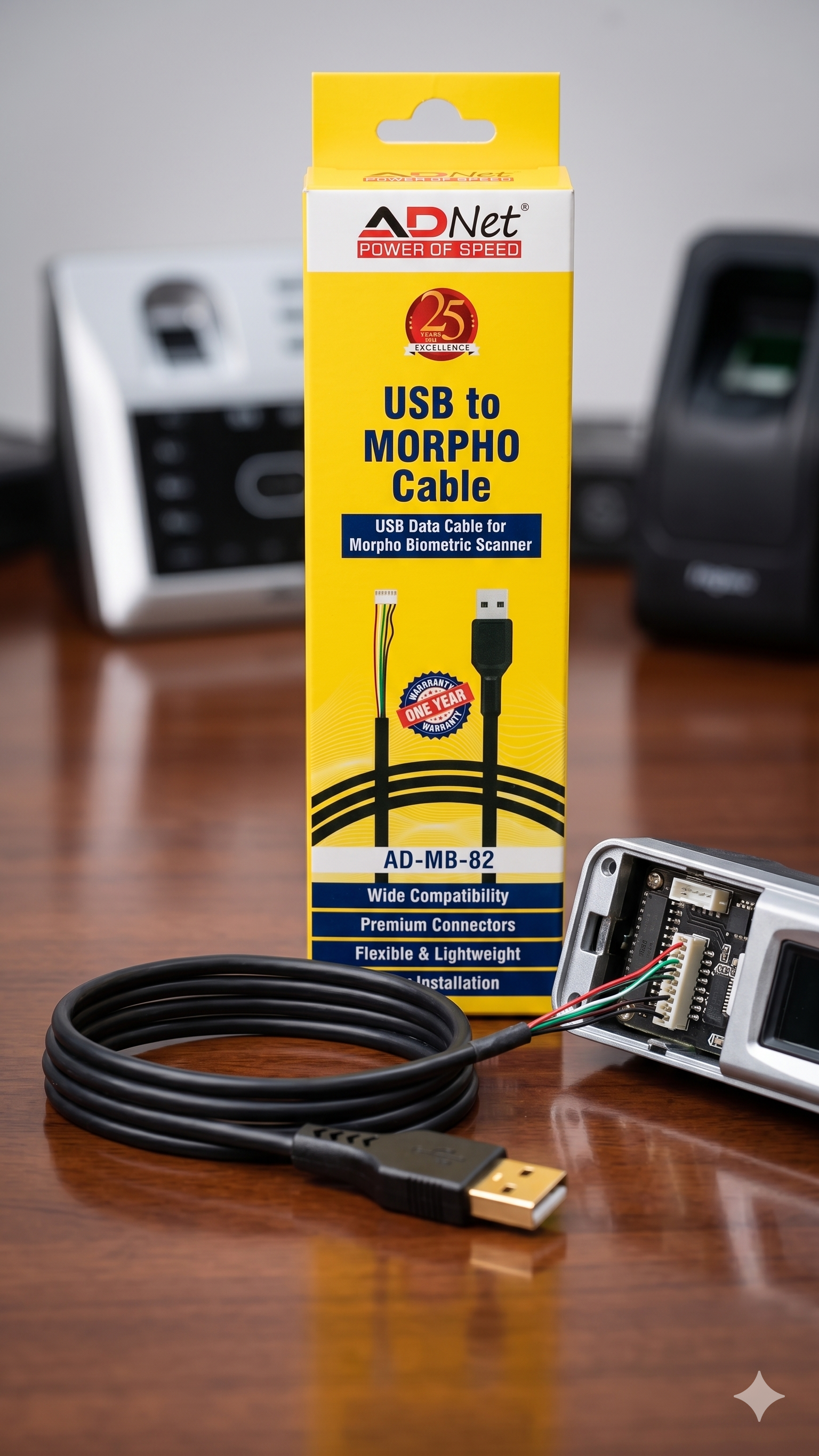 ADNet AD-MB-82 Morpho Cable: Apne Morpho MFS-100 Series Biometric Scanner ko Instant USB Connectivity se Equip Karein!