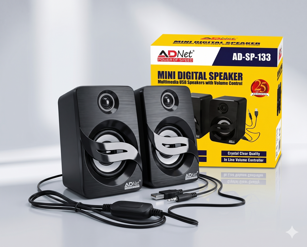 Ad Net AD-SP-133 Mini Digital Speaker Multimedia USB Speakers with Volume Control