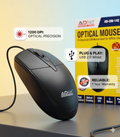 ADNet AD-UM-142 Wired USB Mouse | Ambidextrous Design, USB 2.0 | For PC & Laptop (Black)