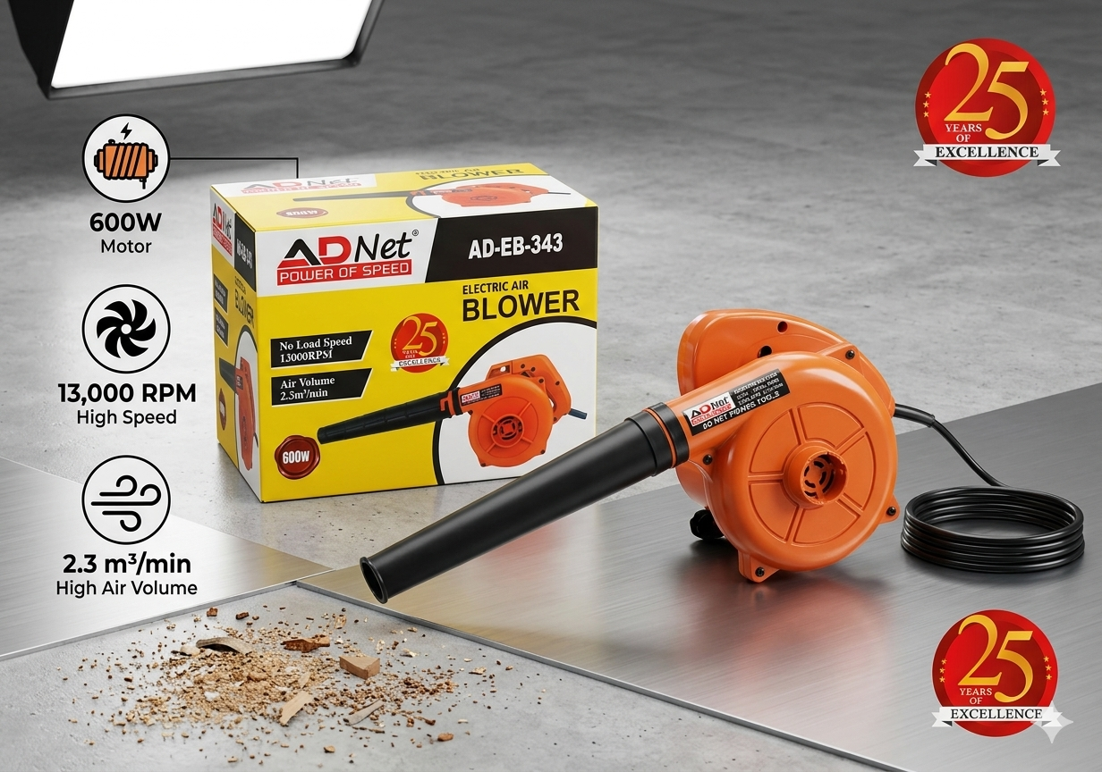 Ad Net AD-EB-343 Electric Air Blower 600W 13000 RPM for Computer & Dust Cleaning