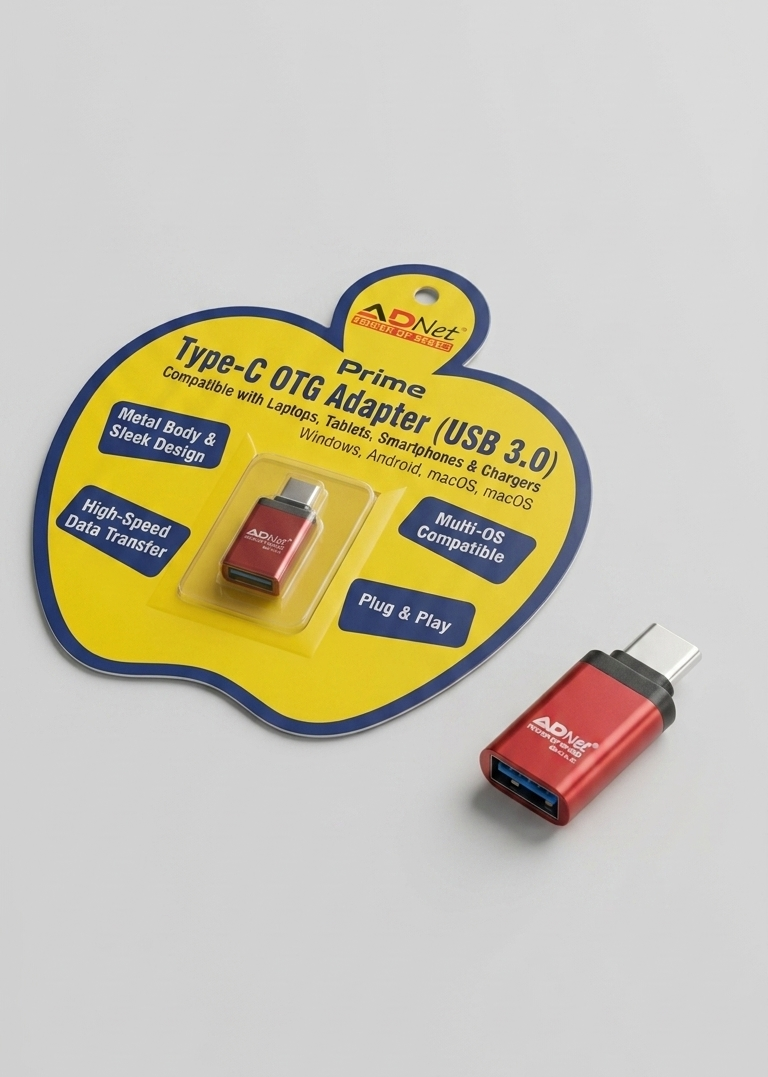 ADNet Type-C OTG Adapter (USB 3.0) – High Speed Plug & Play OTG Connector for Android, Laptops & Tablets