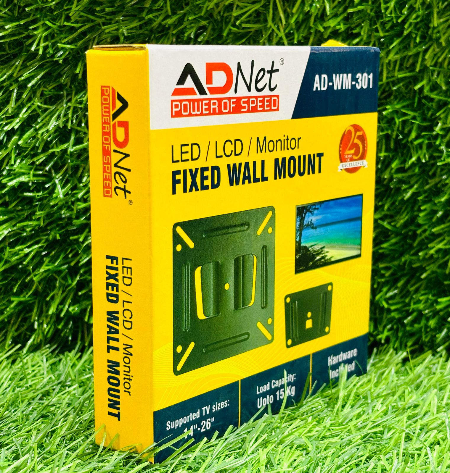 Ad Net AD-WM-301 LED LCD Monitor Fixed Wall Mount 14 to 26 Inch with Hardware Kit
