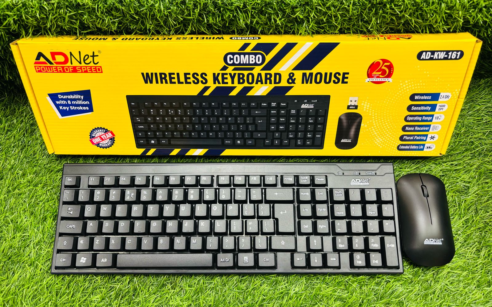 ADNet AD-KW-161 Wireless Keyboard & Mouse Combo | 2.4GHz Connection | 1600 DPI Mouse