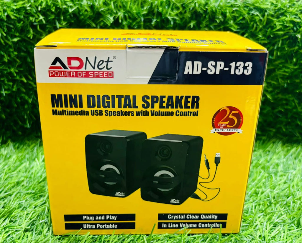 Ad Net AD-SP-133 Mini Digital Speaker Multimedia USB Speakers with Volume Control