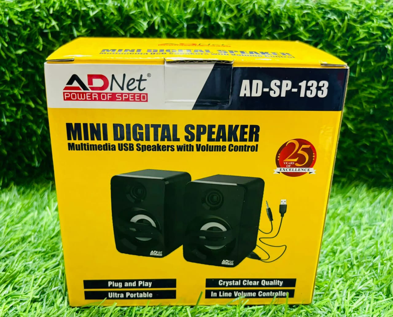 Ad Net AD-SP-133 Mini Digital Speaker Multimedia USB Speakers with Volume Control