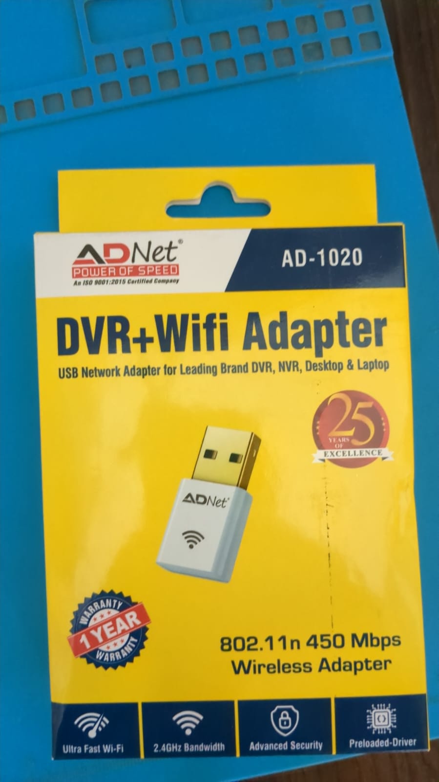 ADNet AD-1020 DVR+Wifi Adapter - 450 Mbps High Speed Wireless USB Adapter for CCTV DVR, NVR, Desktop & Laptop | Plug & Play