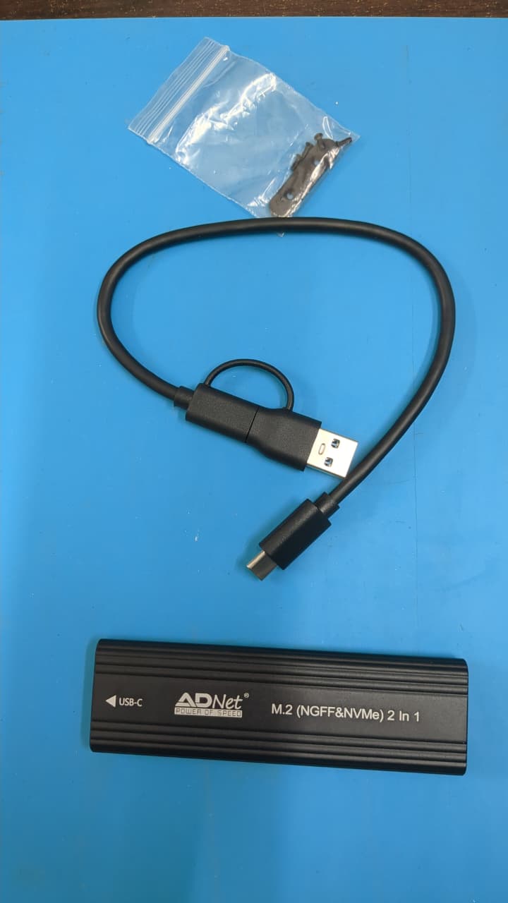 ADNet AD-NC-179 M.2 NVMe & M.2 SATA SSD 2-in-1 Combo Enclosure Case, 10Gbps USB 3.1 Type-C Output, Premium Aluminum Casing, Heat Dissipation, Tool & Combo Cable Included - 1 Year Warranty