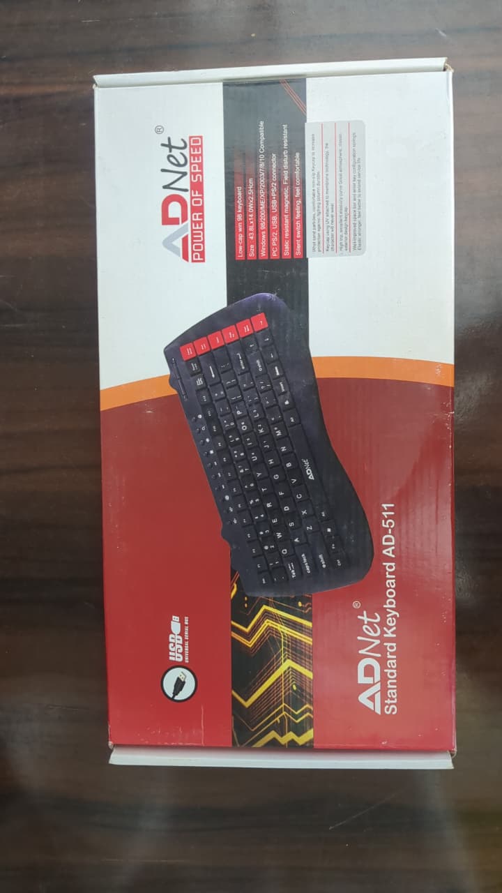 ADNet AD-511 Standard Full-Size Wired USB Keyboard with Spill-Resistant & Non-Fading Keycaps for Windows PC