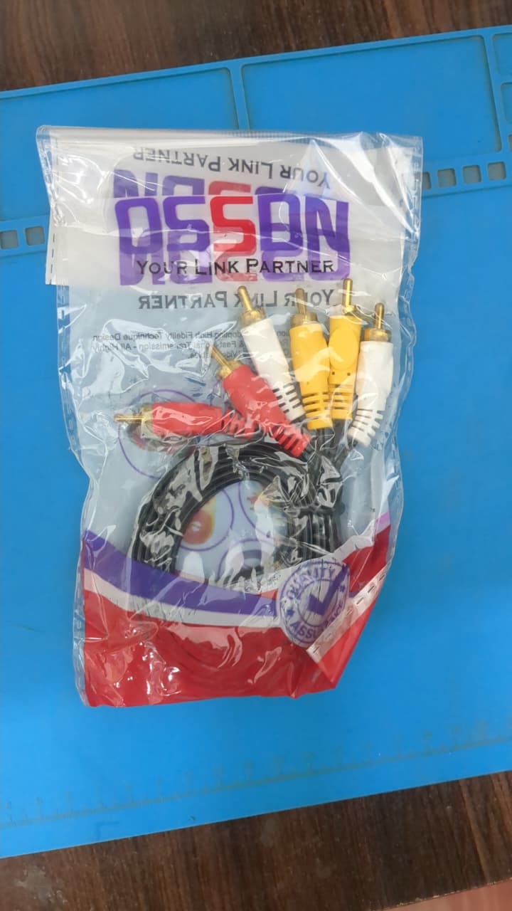 OSSDN 3 RCA to 3 RCA Audio Video Cable | Premium Composite AV Cord (Red/White/Yellow) | High-Fidelity Male to Male TV Lead for Set Top Box, DVD Player & Home Theater