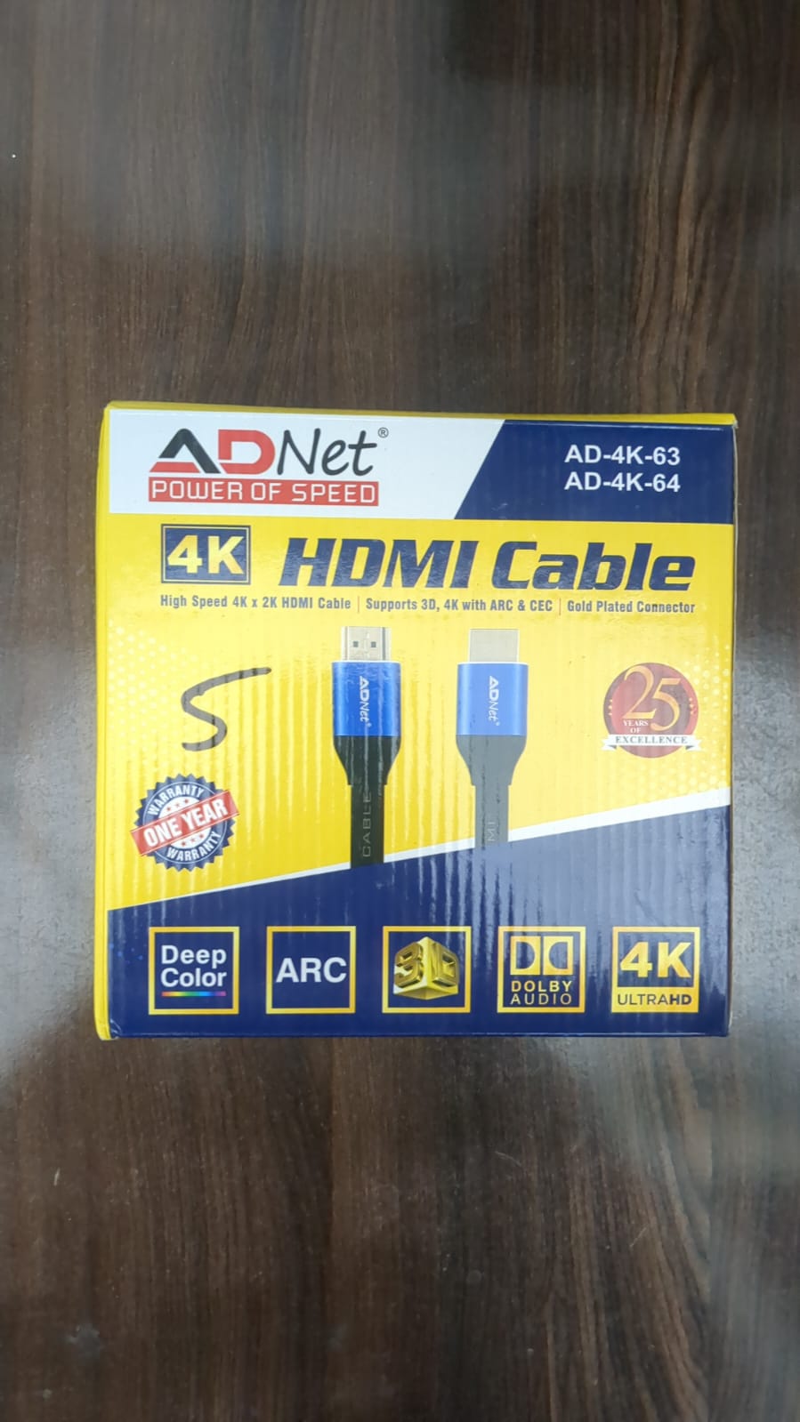 ADNet 4K HDMI Cable High-Speed (AD-4K-63/64) | Supports 3D, ARC, CEC & 2160p Ultra HD | Gold-Plated Connectors & Triple Shielding for Smart TV, PC & Home Theater