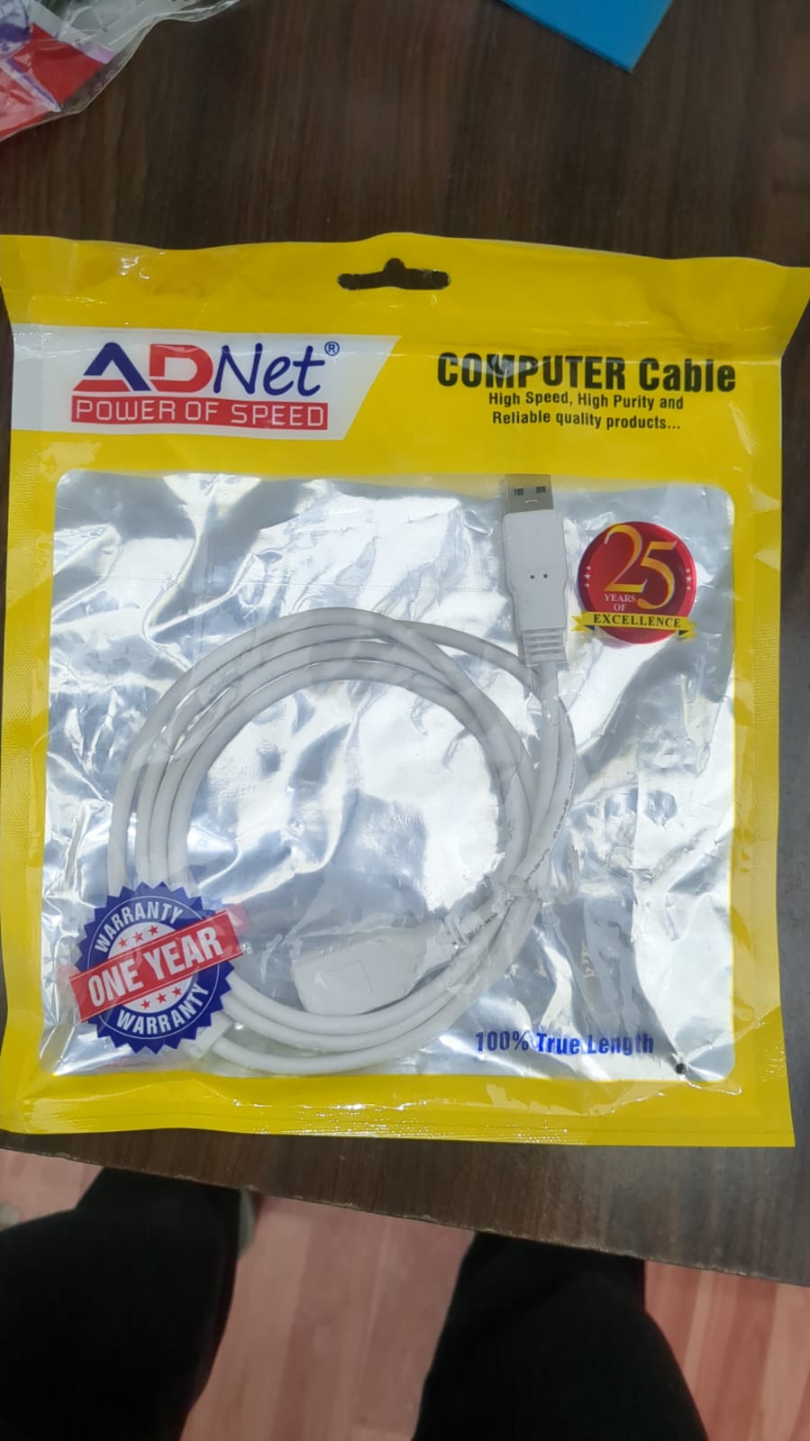 ADNet High-Speed USB Extension Cable (Male to Female) | Data Sync & Charging Extender Cord | 100% True Length, Anti-Interference Shielding | White | (Available in 1.5 Mtr, 3 Mtr, 5 Mtr, 10 Mtr Variants)