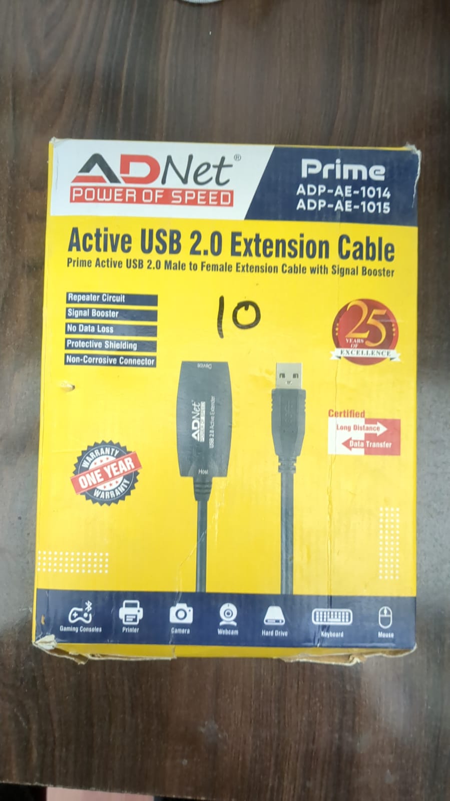 ADNet Prime Active USB 2.0 Extension Cable with Signal Booster (5M / 10M) | Male to Female Long Distance Repeater Extender Cord | Built-in Amplifying Chip, No Data Loss (ADP-AE-1014 / ADP-AE-1015)