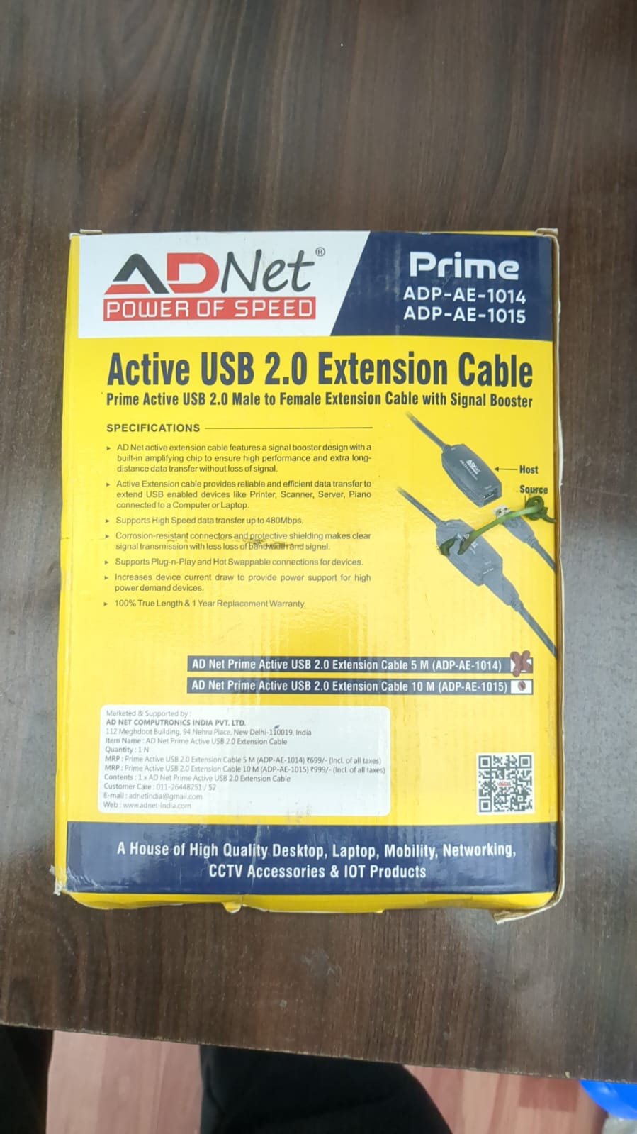 ADNet Prime Active USB 2.0 Extension Cable with Signal Booster (5M / 10M) | Male to Female Long Distance Repeater Extender Cord | Built-in Amplifying Chip, No Data Loss (ADP-AE-1014 / ADP-AE-1015)