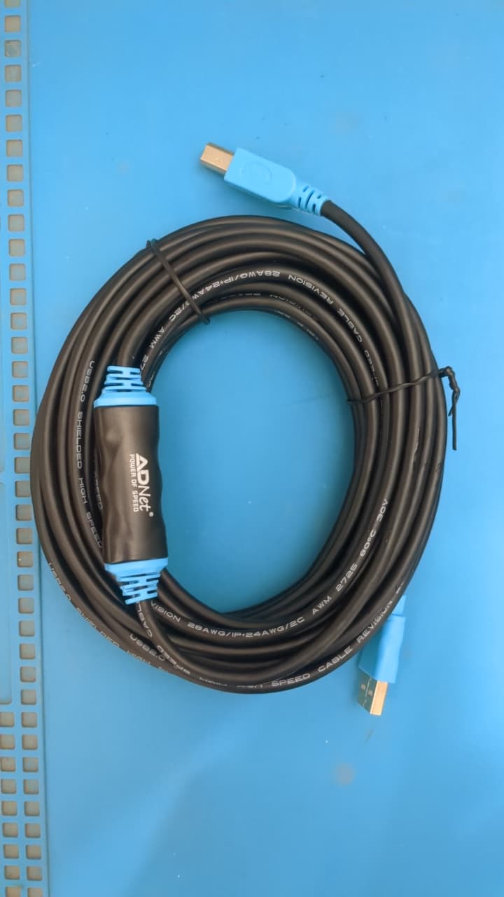ADNet Prime Active USB 2.0 Printer Cable (A-Male to B-Male) with Signal Booster | Built-in Smart Chip, High-Speed Shielded Wire | (Available in 10M, 15M, 20M) for Printers, Scanners, Fax, Gaming Consoles & Digital Piano
