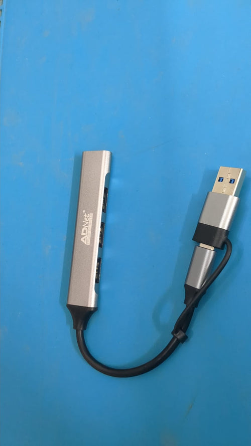 Ad Net AD-CH-228 4 Port USB Hub with USB 3.1 Type-C & USB 3.0 Combo Plug Alloy Body
