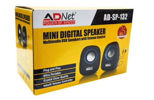 Ad Net AD-SP-132 Mini Digital Speaker Multimedia USB Speakers with Volume Control