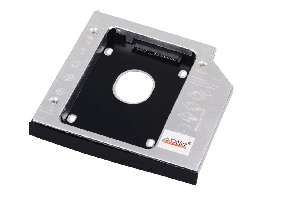 ADNET Universal Optical Bay 2nd Hard Drive Caddy | Replace CD/DVD Drive Slot | Add Extra SSD or HDD to Laptop | Laptop Storage Upgrade