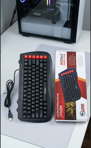 ADNet AD-511 Standard Full-Size Wired USB Keyboard with Spill-Resistant & Non-Fading Keycaps for Windows PC