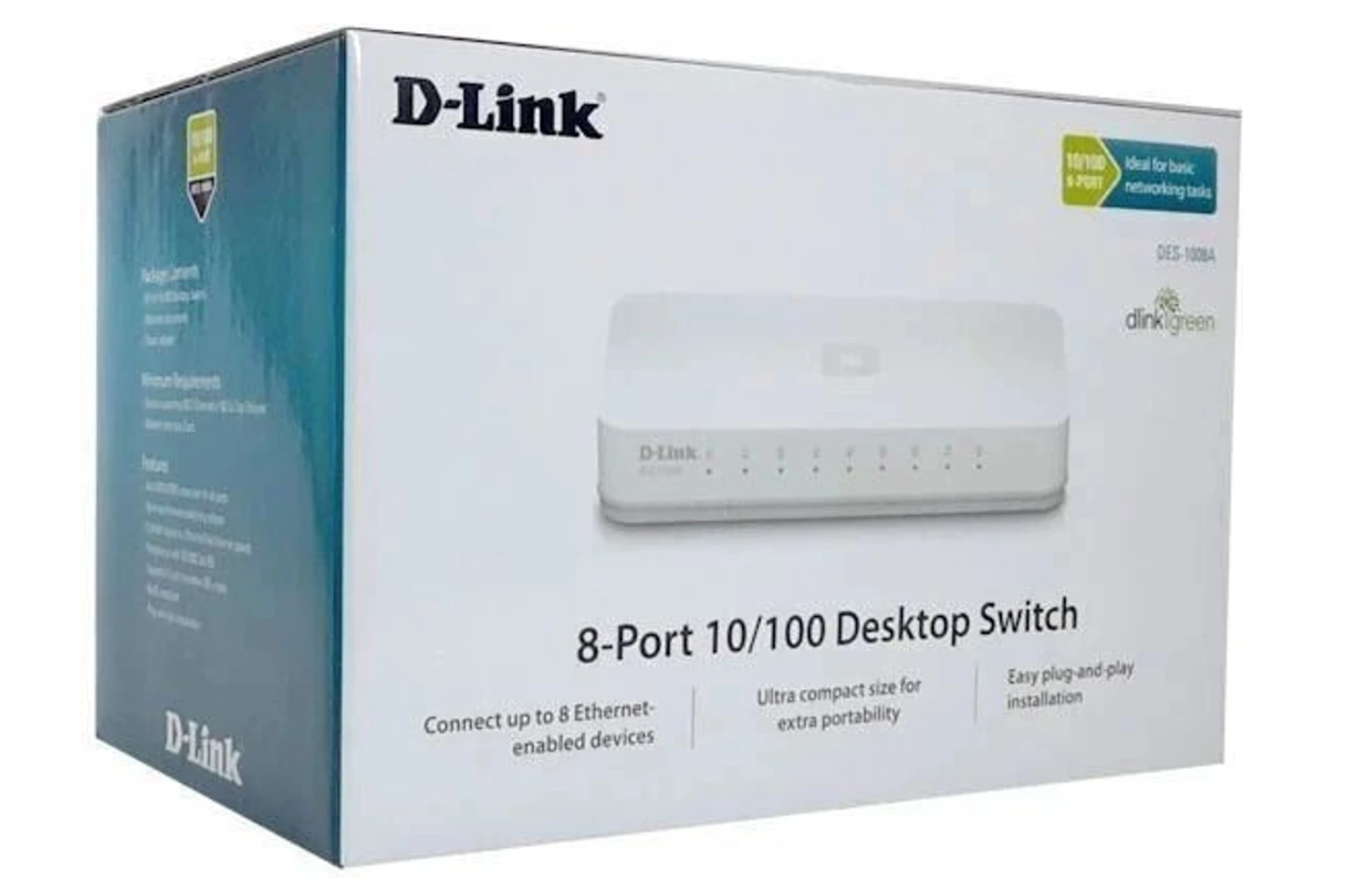 D-Link DES-1008A 8-Port 10/100Mbps Desktop Switch – Plug & Play | dlink Green | Ultra Compact