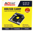 ADNET Universal Optical Bay 2nd Hard Drive Caddy | Replace CD/DVD Drive Slot | Add Extra SSD or HDD to Laptop | Laptop Storage Upgrade