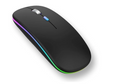 ADNet AD-WB-147 Wireless-Bluetooth Dual-Mode RGB Mouse: Rechargeable, Silent Clicks, Lightweight 63g | Bluetooth 5.1 + 2.4GHz | For Windows, Android TV, Linux, DVR | Black