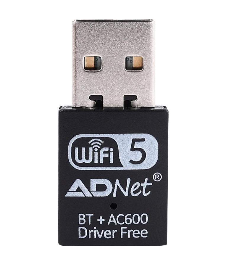 ADNet AD-UW-0213 USB WiFi + Bluetooth 5.0 Nano Adapter (Driver-Free). Connect Karein Lag-Free Dual Band WiFi aur apne Favourite BT Headphones.