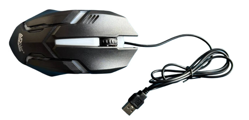 ADNet AD-UM-142 Ergonomic Wired Gaming Mouse – High-Precision 10000 DPI Sensor, 3 Buttons, Smooth Scrolling, RGB Breathing Lights, Black (Right-Handed, USB 2.0, Compatible with All OS)