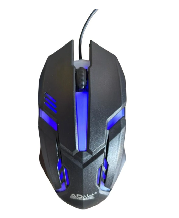 ADNet AD-UM-142 Ergonomic Wired Gaming Mouse – High-Precision 10000 DPI Sensor, 3 Buttons, Smooth Scrolling, RGB Breathing Lights, Black (Right-Handed, USB 2.0, Compatible with All OS)