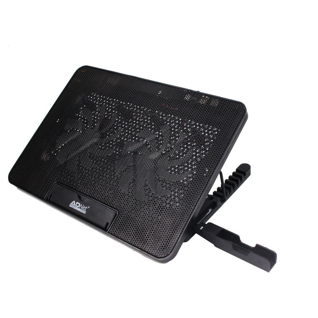 Ad Net AD-CP-205 RGB Laptop Cooling Pad with 2 Fans 4 RGB Modes 2 USB Ports Mobile Stand for 17 Inch Laptops