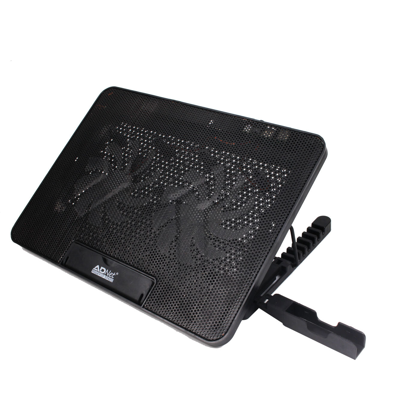 Ad Net AD-CP-205 RGB Laptop Cooling Pad with 2 Fans 4 RGB Modes 2 USB Ports Mobile Stand for 17 Inch Laptops